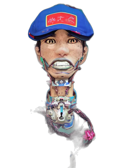 face, mask, creature, staff, concept art, 3d render, fantasy art, cartoon transparent PNG cut-out