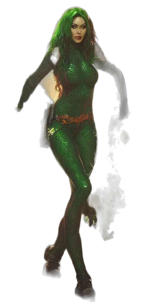 dress, creature, concept art, comic book art, fantasy art, 3d render, underwater, green transparent PNG cut-out
