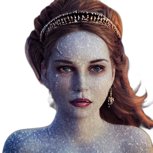 crown, jewelry, face, dress, photorealistic, fantasy art, concept art, 3d render transparent PNG cut-out