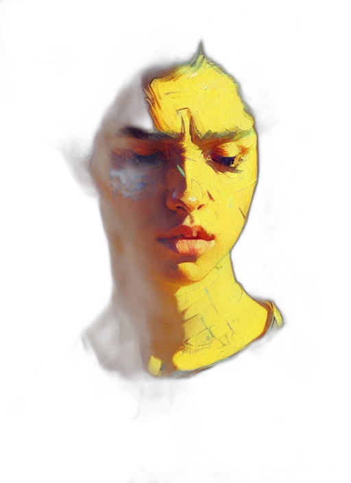 face, mask, creature, robot, photorealistic, watercolor, oil painting, 3d render transparent PNG cut-out