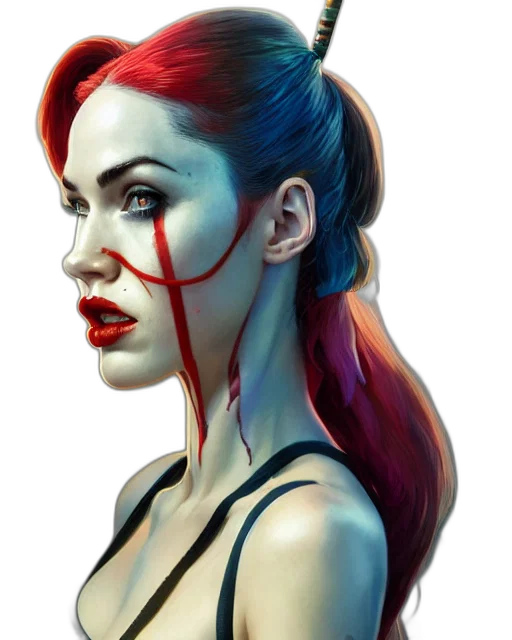 face, comic book art, concept art, fantasy art, photorealistic, red, highly, detailed transparent PNG cut-out