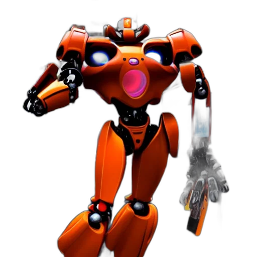 robot, weapon, staff, animal, 3d render, concept art, pixel art, cartoon transparent PNG cut-out