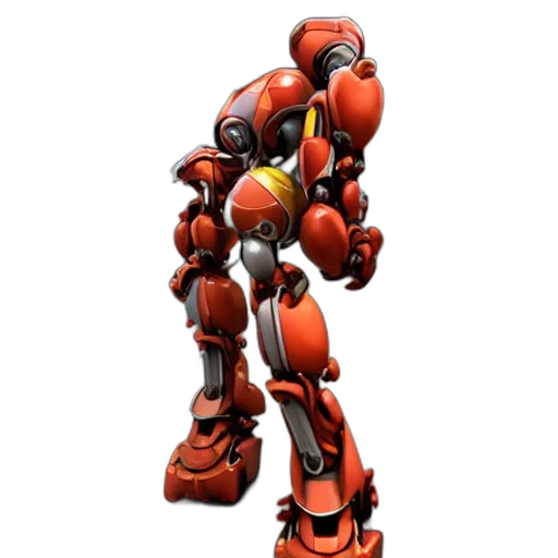 robot, weapon, animal, 3d render, concept art, pixel art, photorealistic, red transparent PNG cut-out