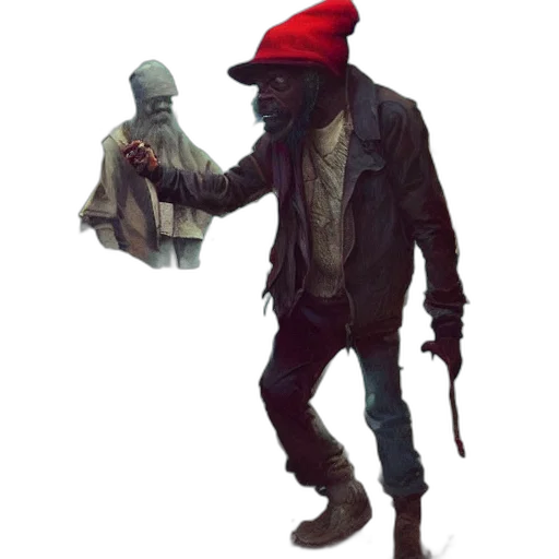 jacket, creature, staff, mask transparent PNG cut-out