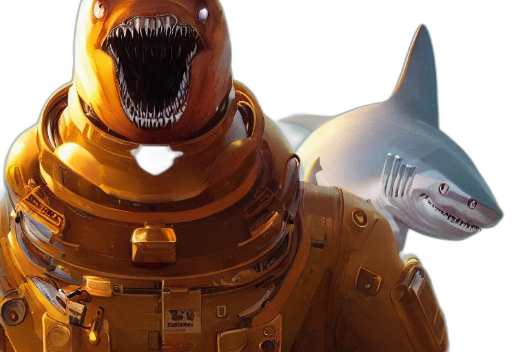 robot, creature, concept art, comic book art, 3d render, outer space, closeup, face transparent PNG cut-out