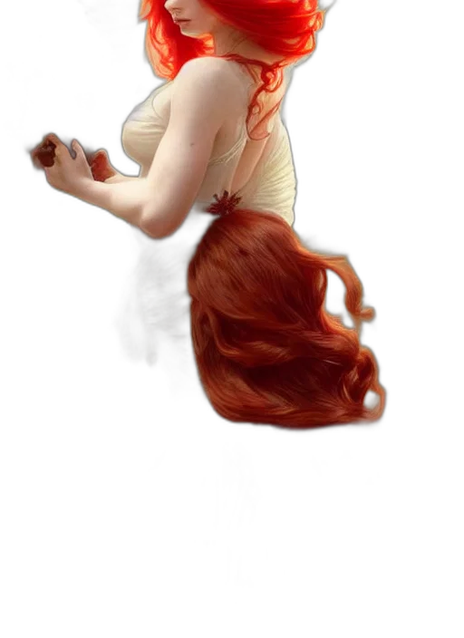 hair, dress, creature, staff transparent PNG cut-out