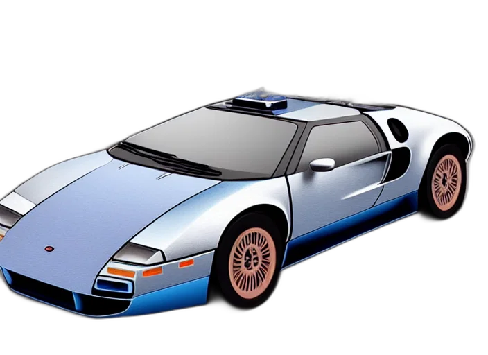car, concept art, photorealistic, 3d render, vaporwave, hyperdetailed, photograph, delorean transparent PNG cut-out