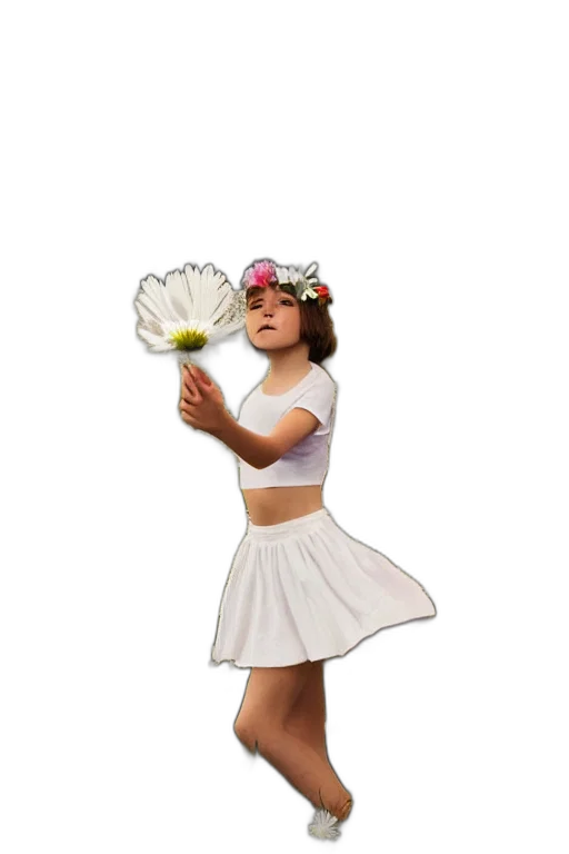 flower, dress, staff, photorealistic transparent PNG cut-out