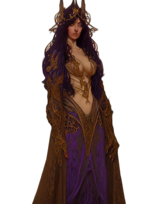 dress, crown, staff, jewelry, fantasy art, concept art, pixel art, photorealistic transparent PNG cut-out