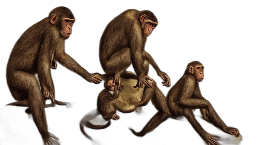 concept art, photorealistic, monkey, sitting transparent PNG cut-out
