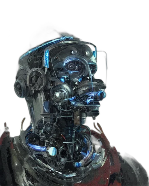robot, face, mask, cyberpunk transparent PNG cut-out