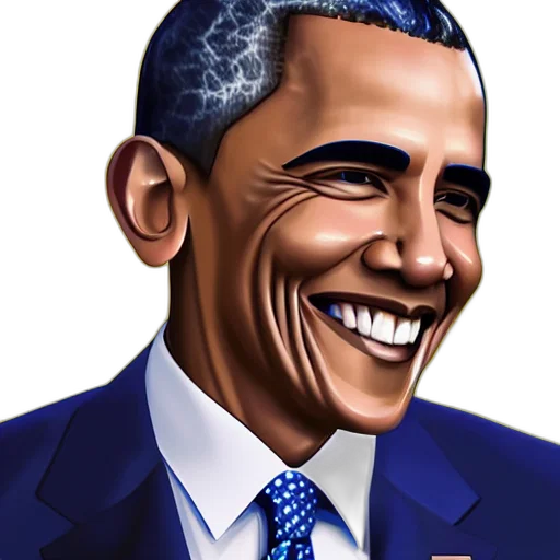 face, photorealistic, cartoon, comic book art, 3d render, barack, obama, style transparent PNG cut-out