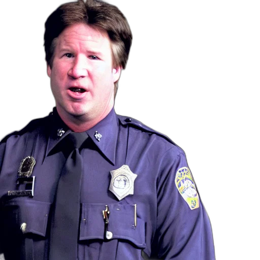 jon, kavanaugh, shield, exclaiming, something, chief, police transparent PNG cut-out