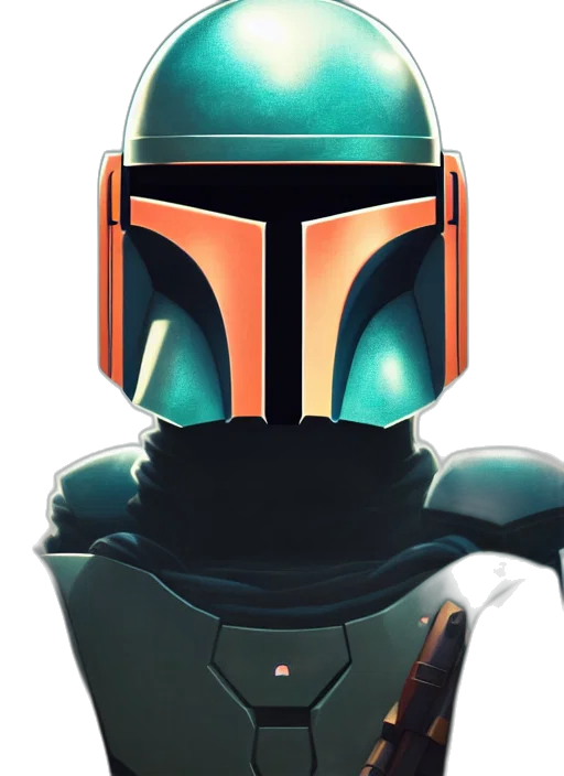 robot, mask, face, staff, concept art, 3d render, pixel art, comic book art transparent PNG cut-out