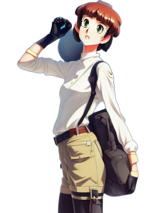 staff, hat, weapon, jacket, anime, cartoon, concept art, watercolor transparent PNG cut-out