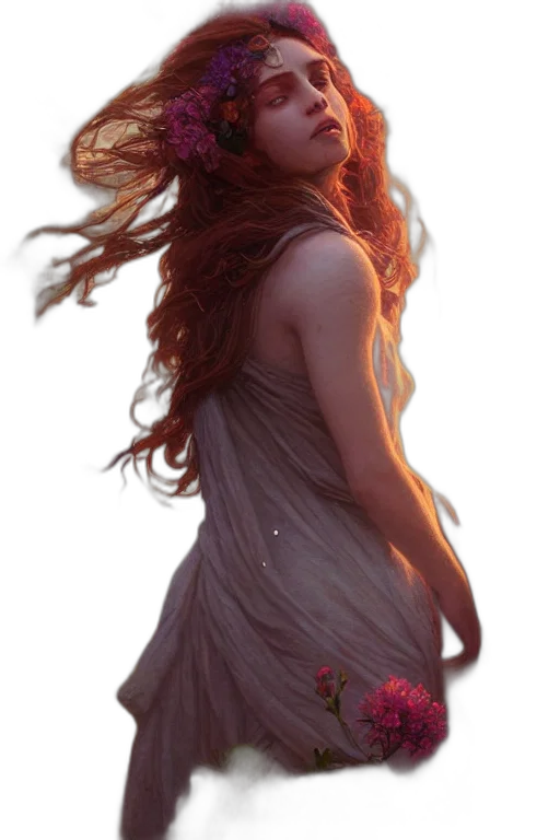 dress, hair, crown, flower transparent PNG cut-out