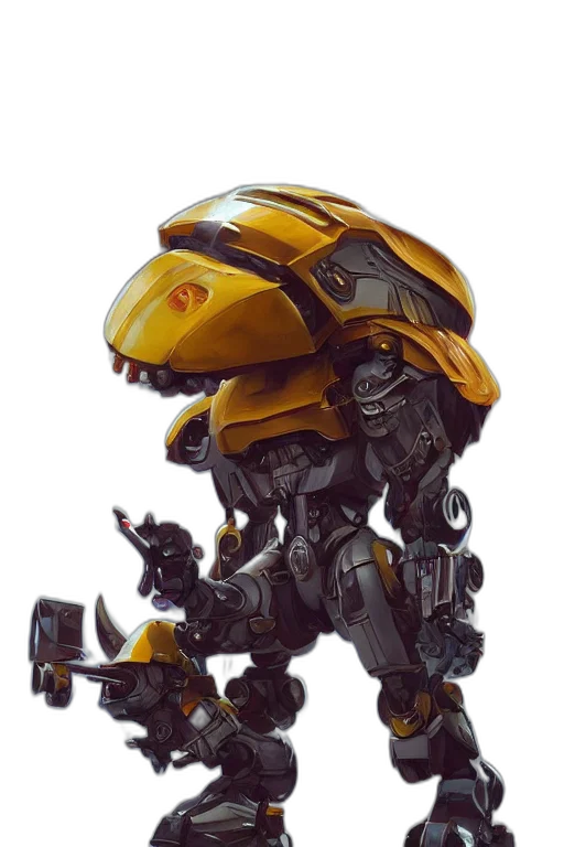 robot, weapon, concept art, 3d render transparent PNG cut-out
