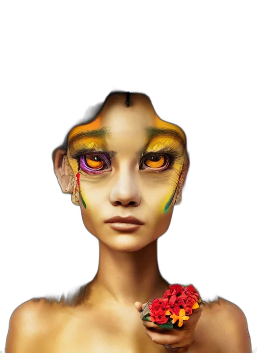 face, mask, jewelry, robot, fantasy art, photorealistic, concept art, cyberpunk transparent PNG cut-out