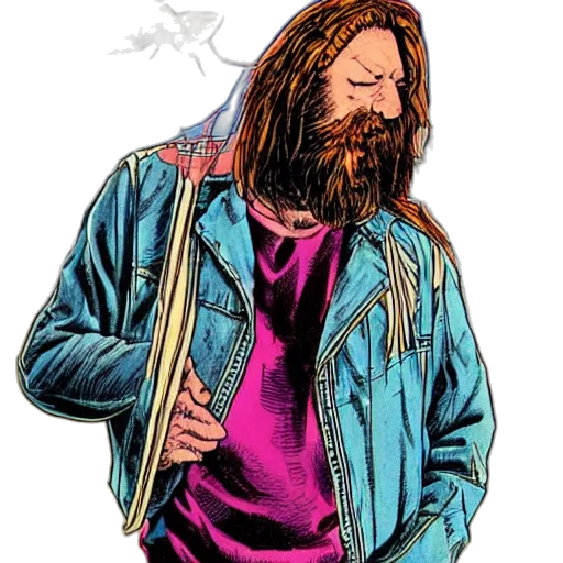 jacket, hair, comic book art, cartoon transparent PNG cut-out