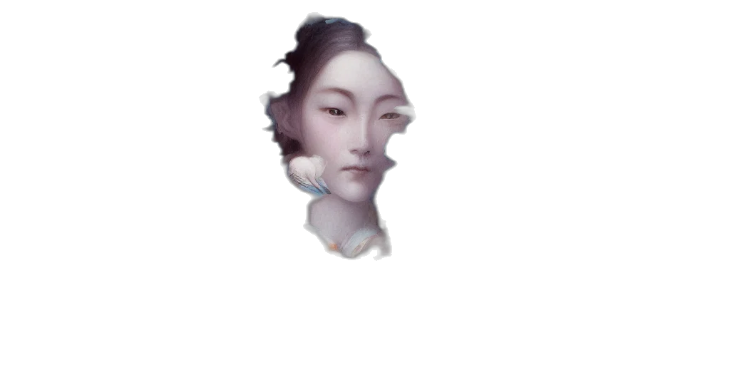 face, mask, crown, staff, photorealistic, oil painting, concept art, vaporwave transparent PNG cut-out