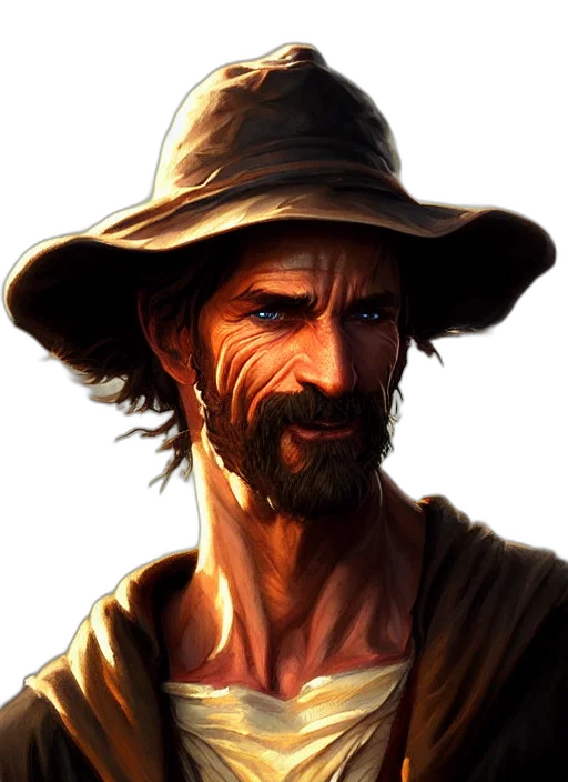 hat, face, staff, photorealistic transparent PNG cut-out