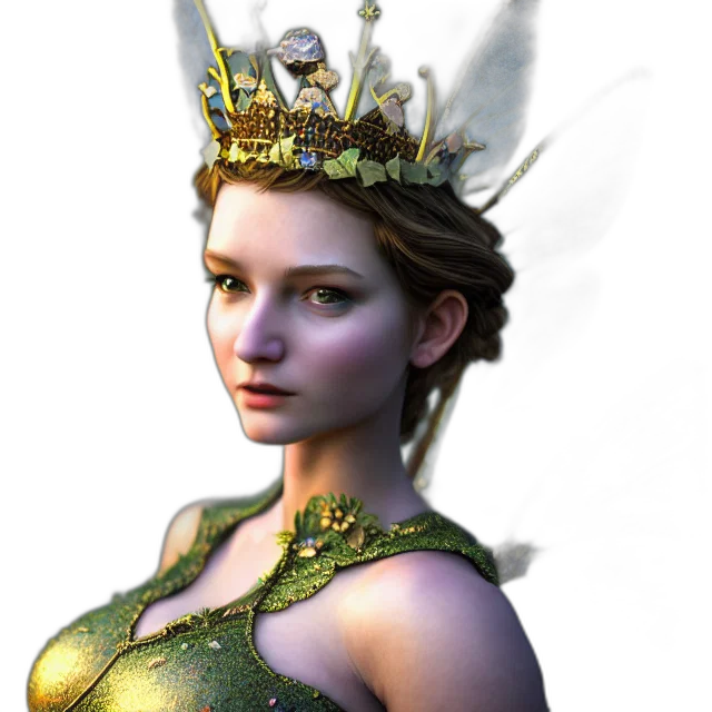 crown, staff, fantasy art, 3d render, concept art, photorealistic, green, golden transparent PNG cut-out