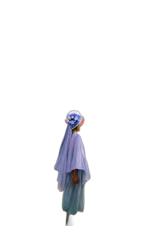 mask, dress, face, creature, 3d render, concept art, vaporwave, outer space transparent PNG cut-out