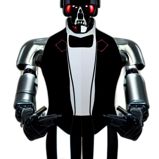 robot, staff, jacket, concept art, 3d render, comic book art, cyberpunk, terminator transparent PNG cut-out