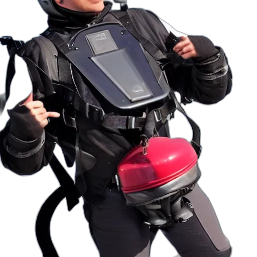 robot, jacket, staff, mask transparent PNG cut-out