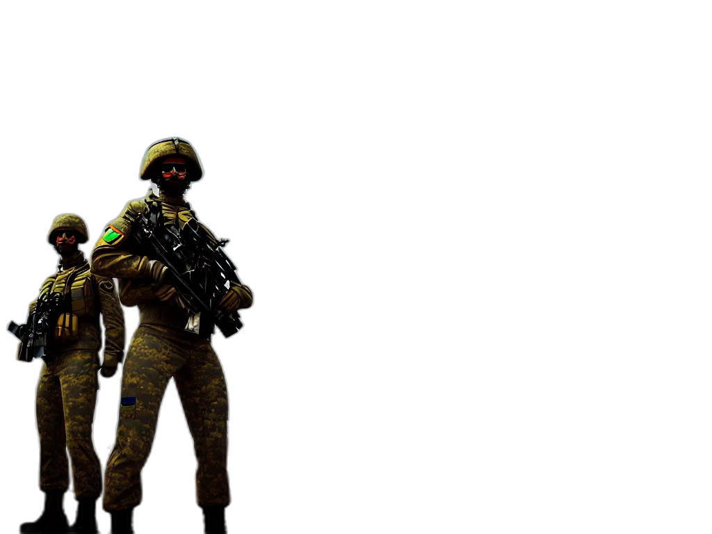 weapon, staff, robot, jacket, 3d render, concept art, pixel art, cyberpunk transparent PNG cut-out