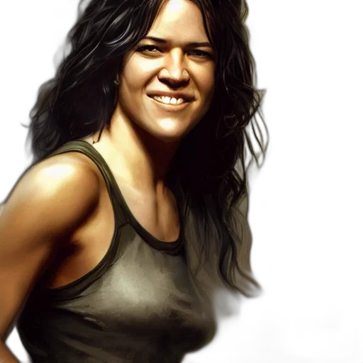 photorealistic, oil painting, comic book art, concept art, photo, michelle, rodriguez, simple transparent PNG cut-out