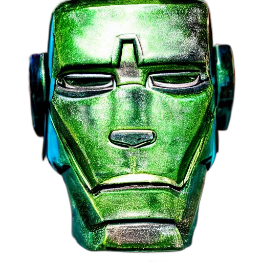 mask, robot, face, comic book art, concept art, 3d render, photorealistic, green transparent PNG cut-out