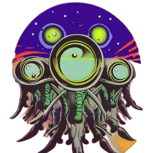creature, robot, staff, mask, concept art, fantasy art, pixel art, comic book art transparent PNG cut-out