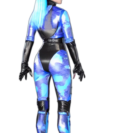 concept art, 3d render, cyberpunk, vaporwave, blue, monochrome, neon, full transparent PNG cut-out