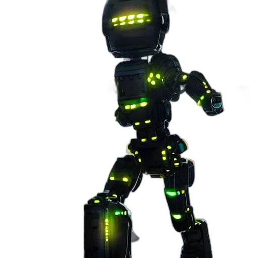 robot, staff, weapon, creature, 3d render, cyberpunk, concept art, pixel art transparent PNG cut-out