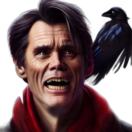 face, concept art, comic book art, photorealistic, fantasy art, jim, carrey, controlling transparent PNG cut-out