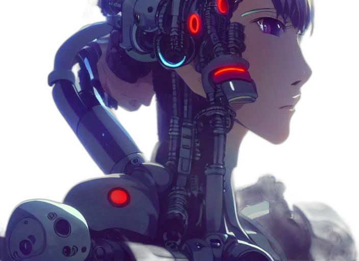 robot, weapon, face, staff, cyberpunk, concept art, anime, 3d render transparent PNG cut-out