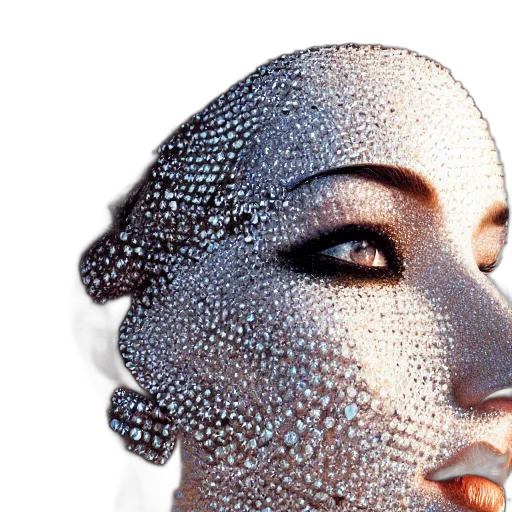 mask, jewelry, face, crown, photorealistic, 3d render, cyberpunk, concept art transparent PNG cut-out