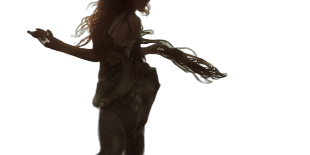 dress, hair, creature, mask transparent PNG cut-out