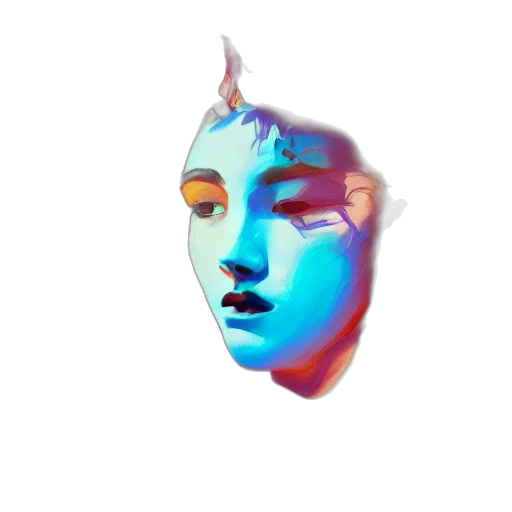 face, mask, crown, robot, vaporwave, 3d render, cyberpunk, photorealistic transparent PNG cut-out