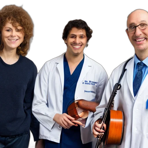 staff, doctors, playing, instruments, together transparent PNG cut-out