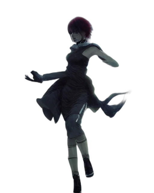 dress, staff, creature, robot, concept art, 3d render, cyberpunk, fantasy art transparent PNG cut-out