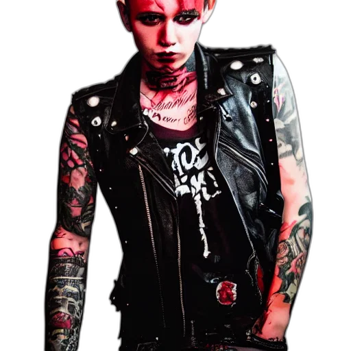 jacket, cyberpunk, photorealistic, concept art, comic book art, red, dark, young transparent PNG cut-out