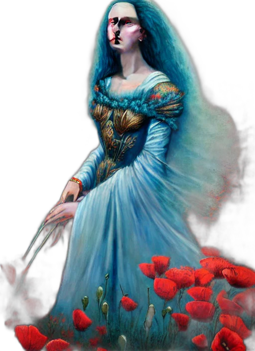 dress, staff, sword, flower transparent PNG cut-out