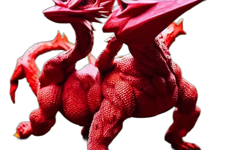dragon, creature, 3d render, concept art, red, real, life, sharizard transparent PNG cut-out