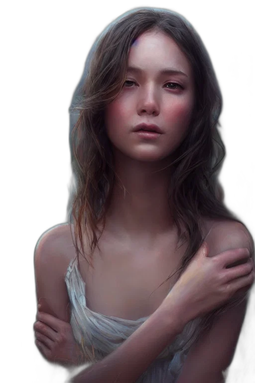face, dress, hair, creature, photorealistic, oil painting, fantasy art, concept art transparent PNG cut-out
