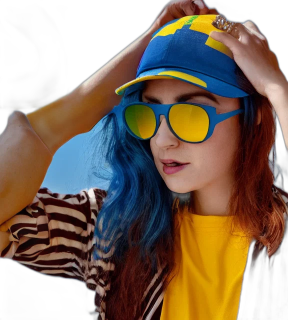 hat, jacket, face, hair, 3d render, photorealistic, vaporwave, underwater transparent PNG cut-out