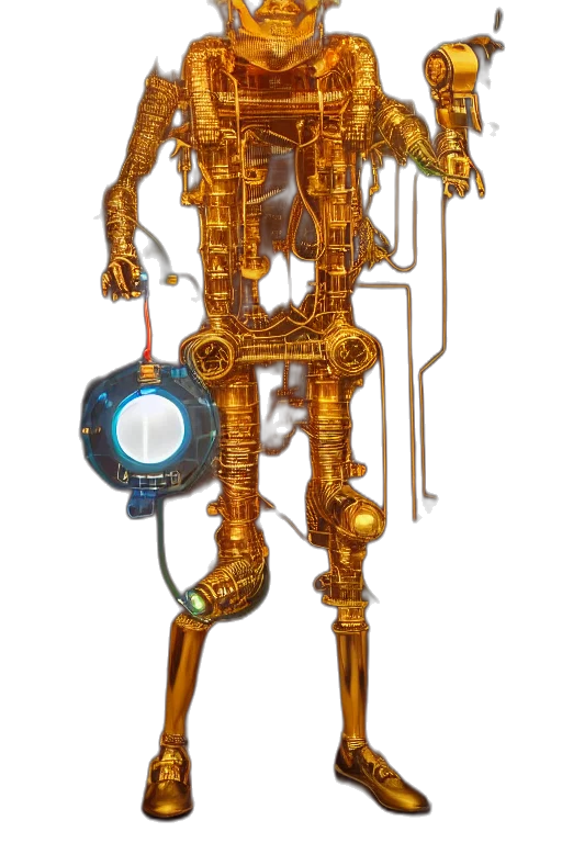 robot, staff, weapon, jewelry, concept art, cyberpunk, 3d render, pixel art transparent PNG cut-out