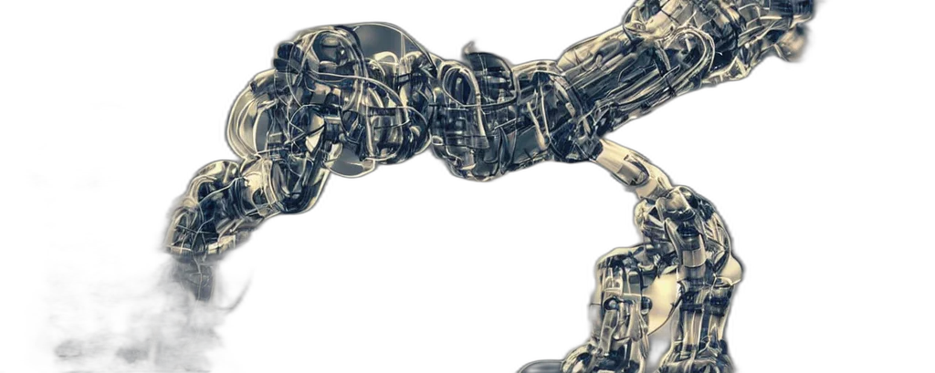 robot, cyberpunk, 3d render, close, hairy, robotic, arm, manufacturing transparent PNG cut-out