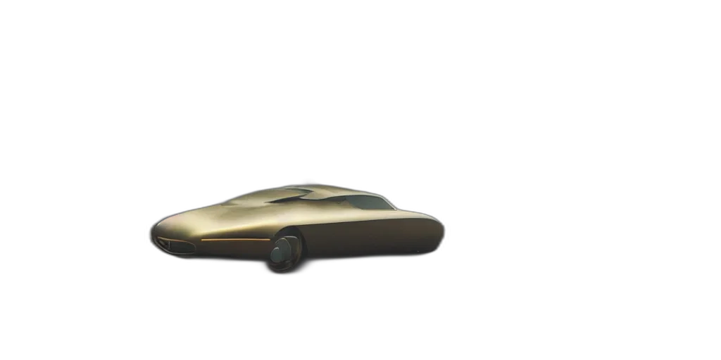 car, 3d render, concept art, golden, parked, retro, futuristic, vintage transparent PNG cut-out